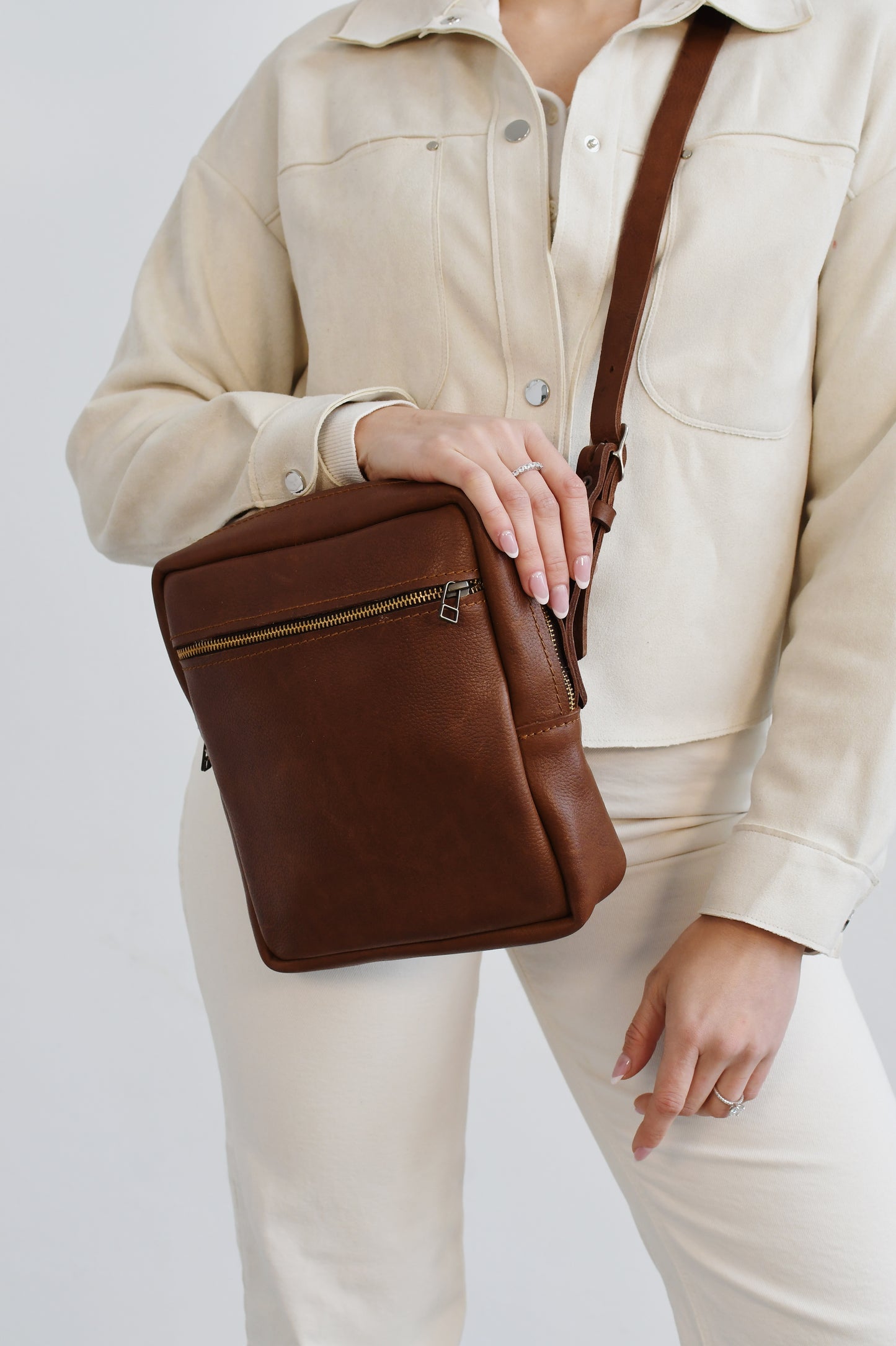 Brown leather cross body bag, Handcrafted in Cape Town R1,140