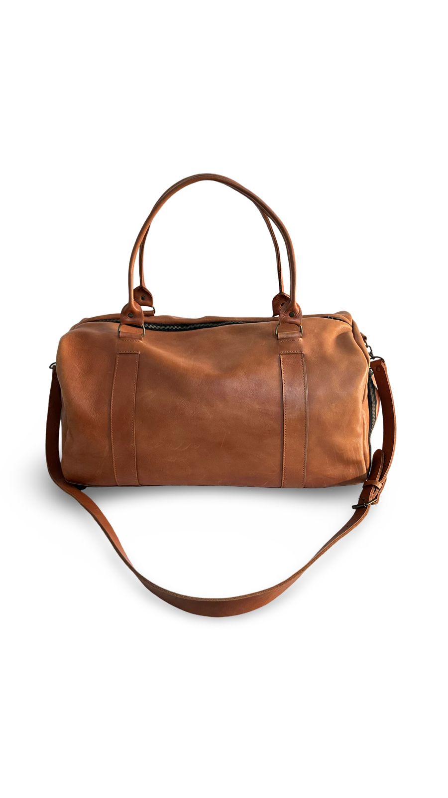 Premium tan leather duffel bag handcrafted Cape Town R2820 luxury travel bag South Africa Artisan