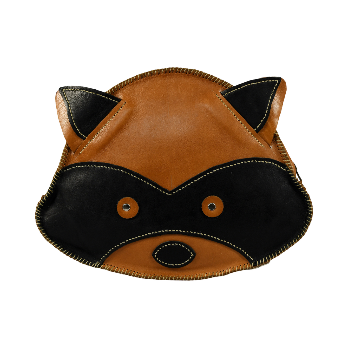Beautiful handcrafted brown leather bag for kids of a raccoon made in Cape Town, South Africa, R1,380