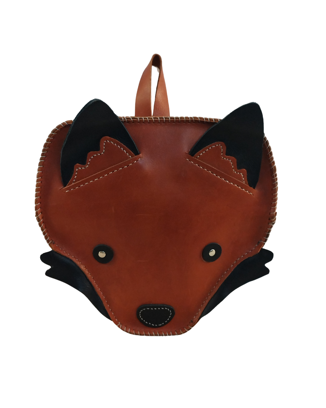 Beautiful handcrafted brown leather bag for kids of a fox made in Cape Town, South Africa, R1,380