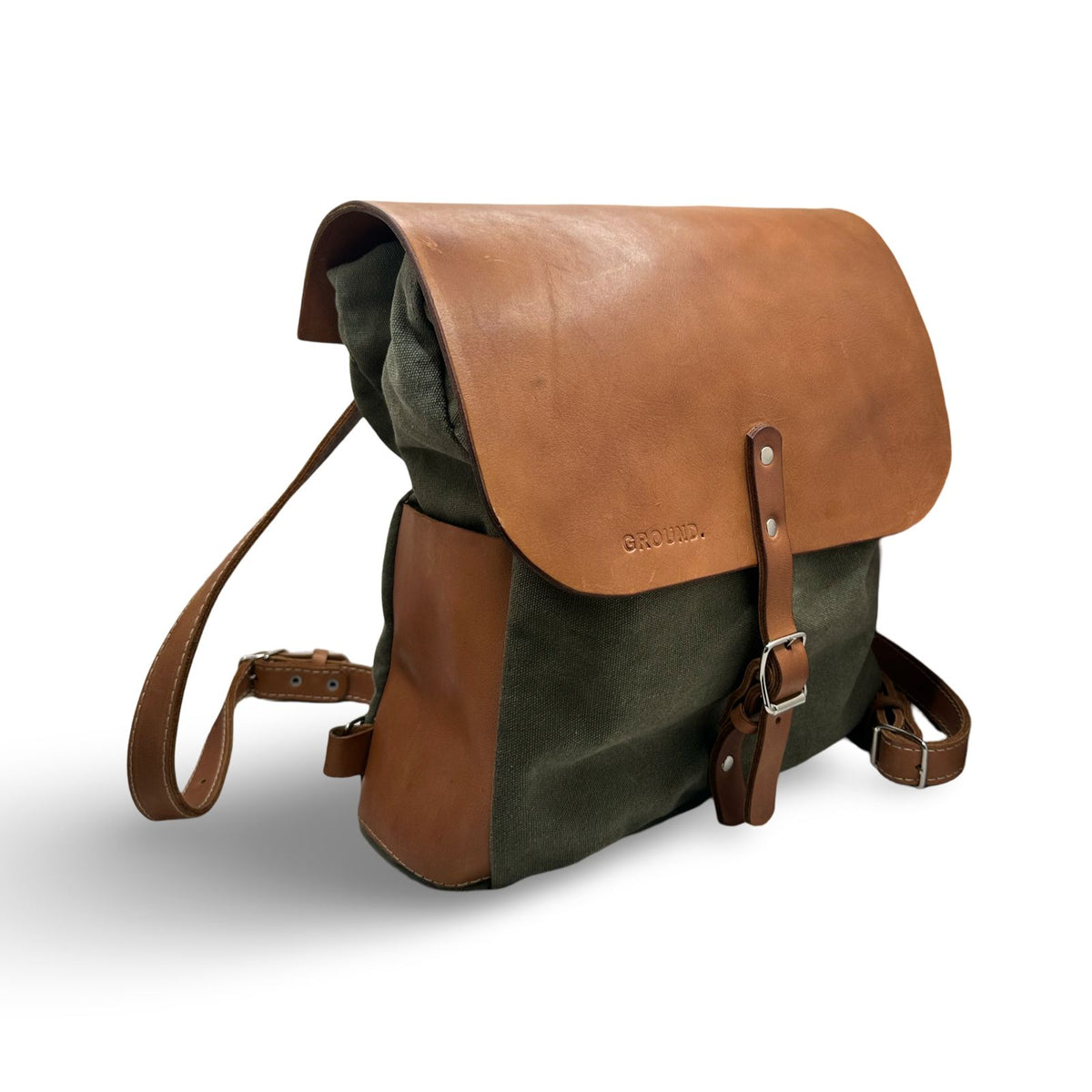 Ground Leather Leather & Capri Canvas Backpack Cape Town Handcrafted