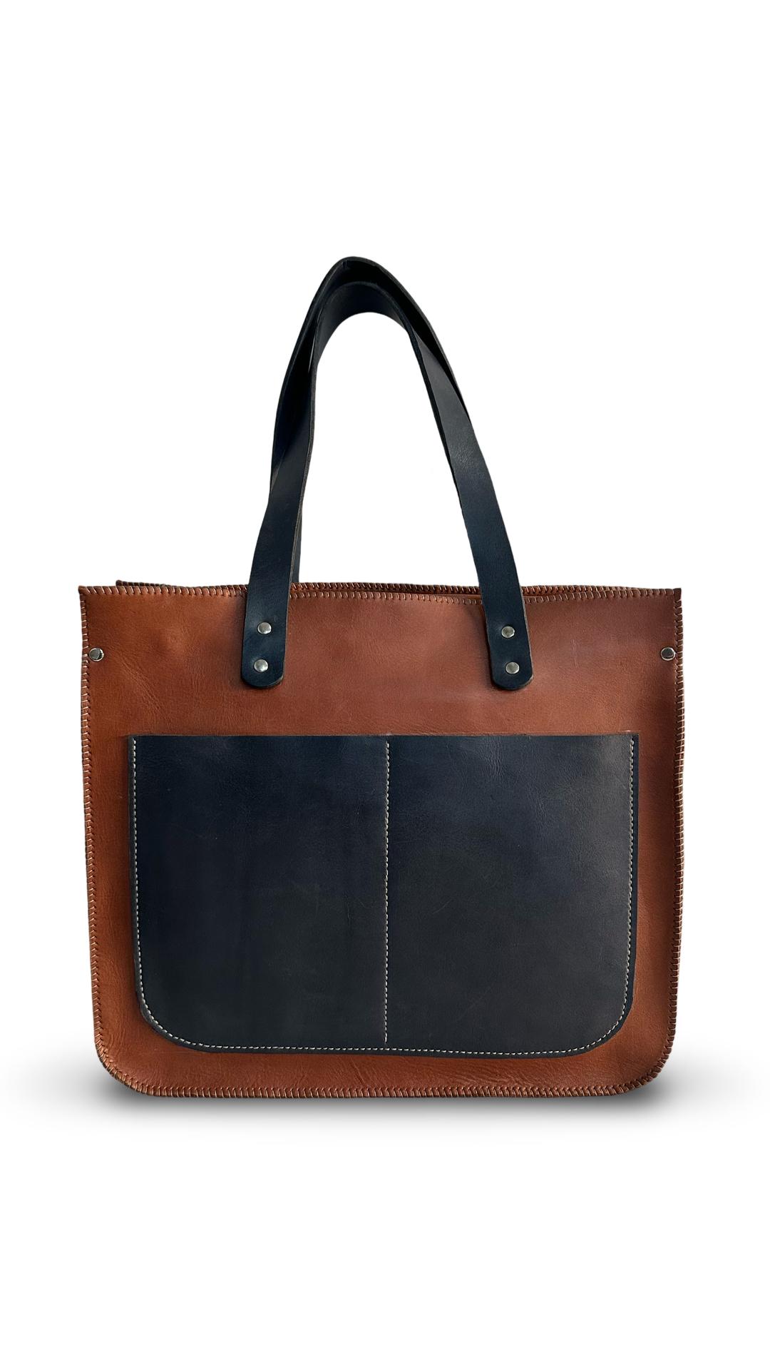 Ground Leather Two Tone Leather Tote Bag Cape Town Handcrafted
