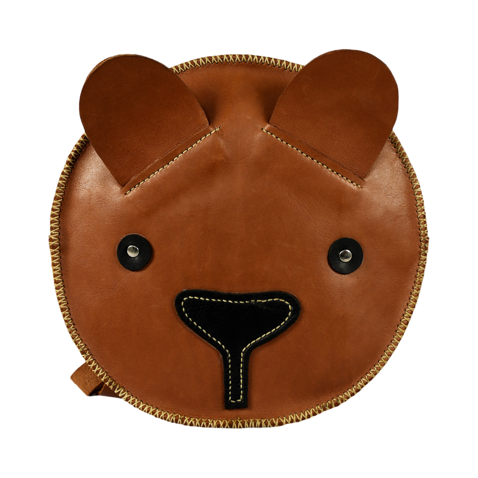 Beautiful handcrafted brown leather bag for kids of a teddy bear made in Cape Town, South Africa, R1,380