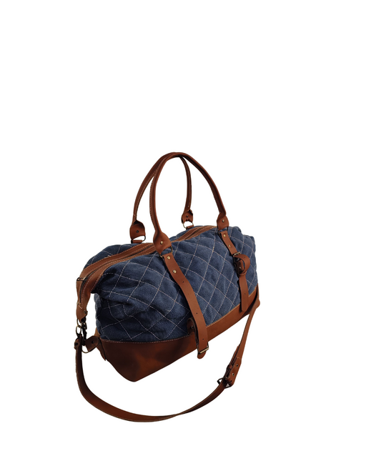 Leather and Canvas Duffel Bag